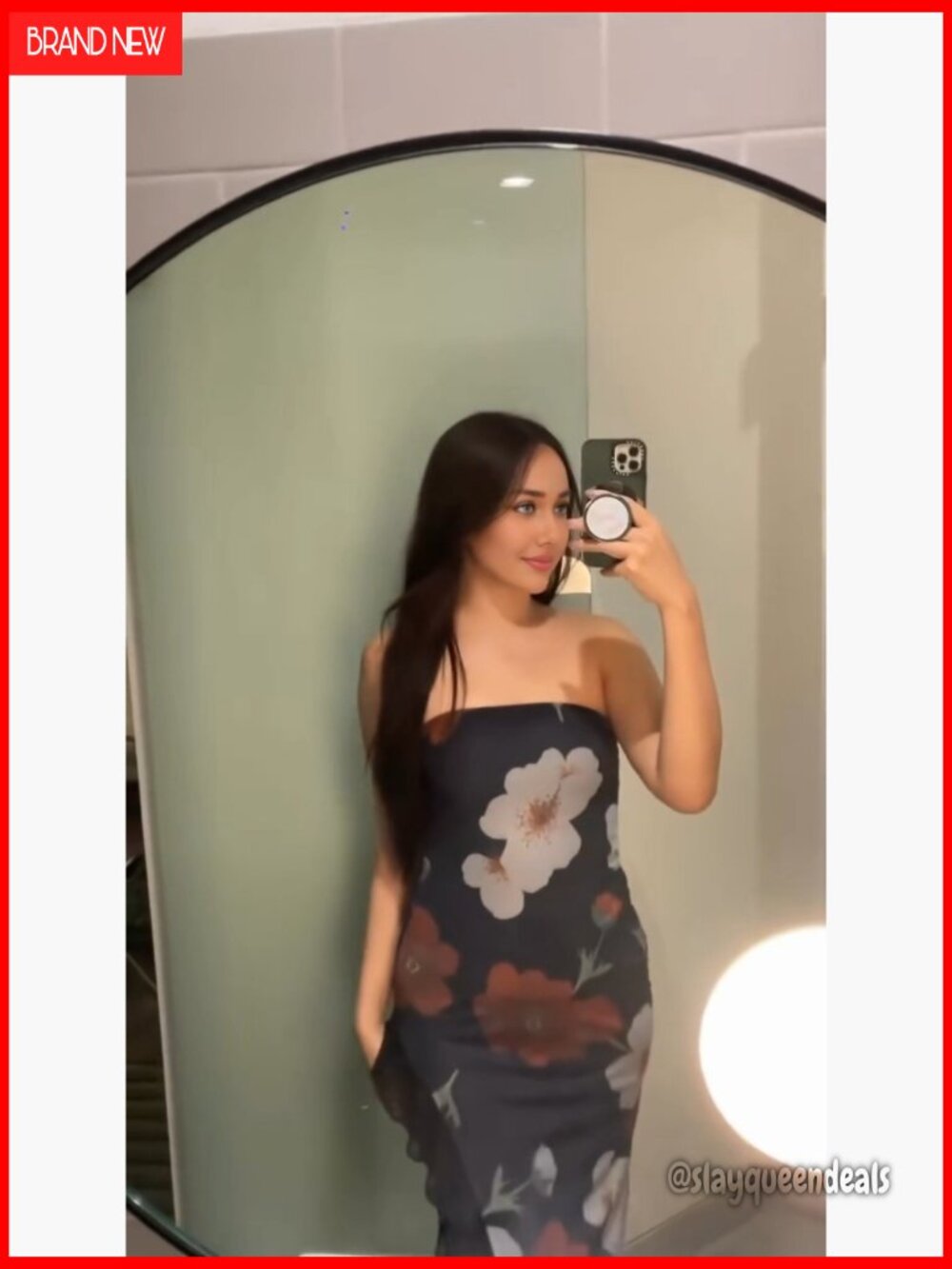 Strapless Tube Maxi Dress with High Split and Lace Trim Bodycon Fit - Picture 6 of 7